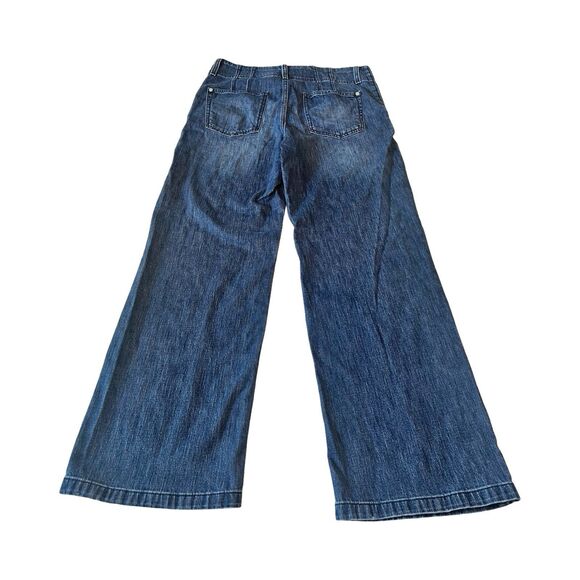 Pilcro Anthropologie Wide Leg‎ Jeans Women's Size 29 Blue Dark Wash - Picture 7 of 7